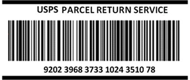 Example USPS Parcel Return Service barcode